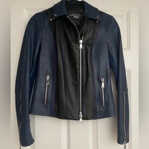 Vince Women's Leather Jacket in Blue and Black